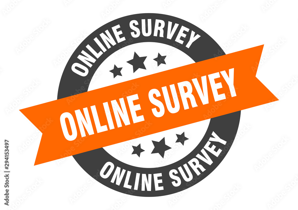 Fototapeta premium online survey sign. online survey orange-black round ribbon sticker