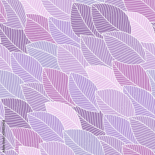 Seamless pattern with leaves in doodle style.