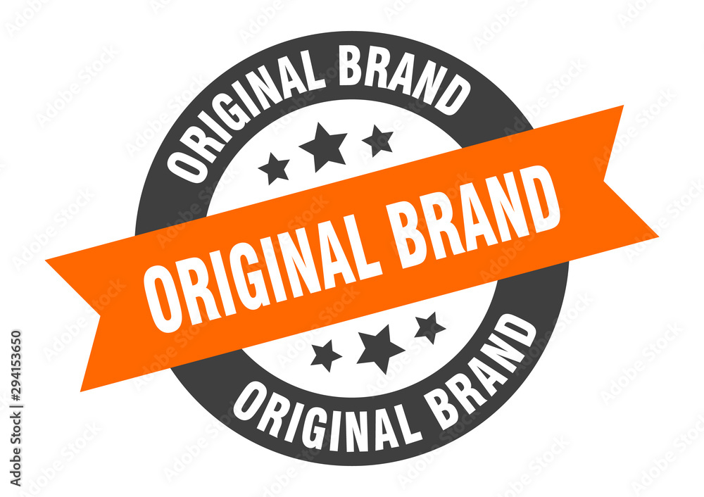 Fototapeta premium original brand sign. original brand orange-black round ribbon sticker