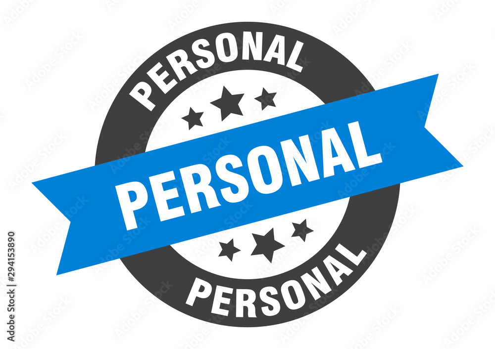 Fototapeta premium personal sign. personal blue-black round ribbon sticker