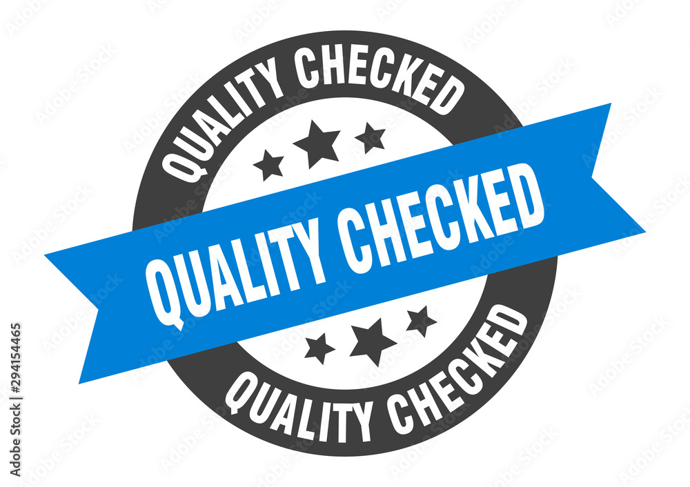 Fototapeta premium quality checked sign. quality checked blue-black round ribbon sticker