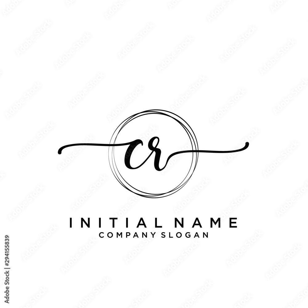 Fototapeta premium CR Beauty vector initial logo, handwriting logo.