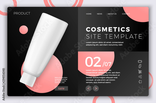 Vector cosmetic cream tube on modern site template