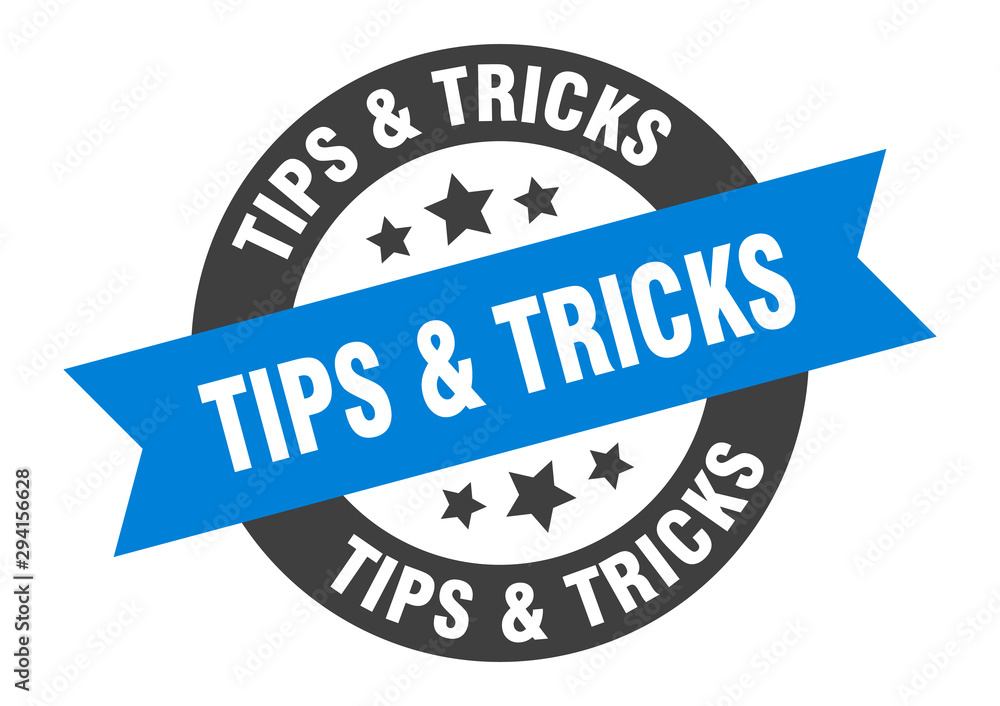 Fototapeta premium tips & tricks sign. tips & tricks blue-black round ribbon sticker