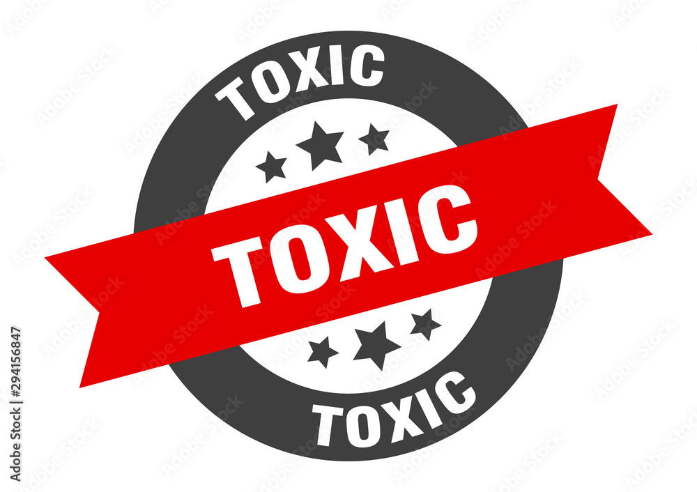 Fototapeta premium toxic sign. toxic black-red round ribbon sticker