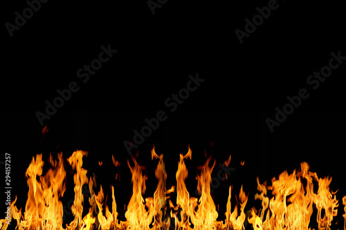 real fire flames burn movement on black background, overlay ready