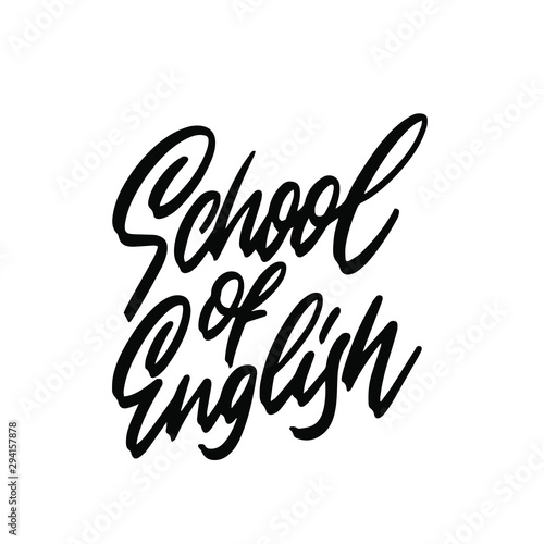 School of English. Concept of education.Teaching niche school vector design.