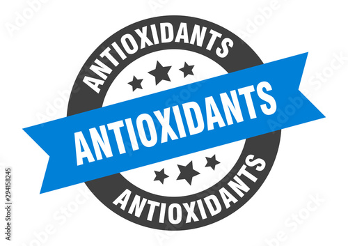 antioxidants sign. antioxidants blue-black round ribbon sticker
