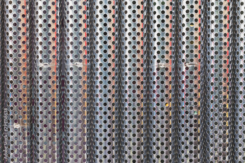 Close up abstract background photo of stainless steel plate wall with copy space. Concept for interior and exterior decoration, material, banner, graphic design and ideas, and wallpaper