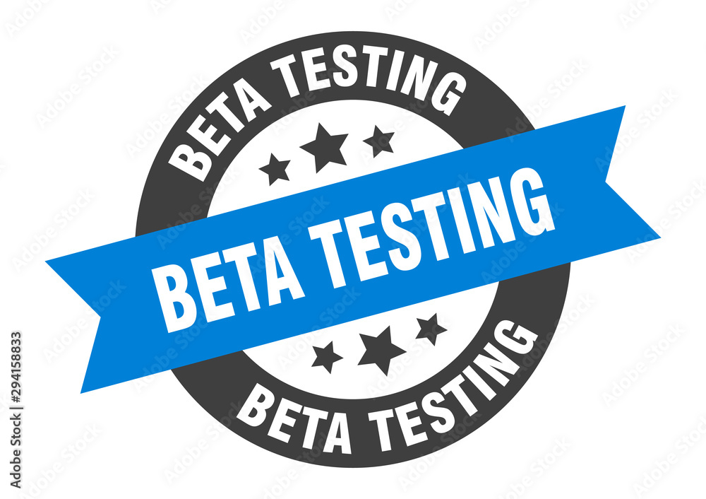 Obraz premium beta testing sign. beta testing blue-black round ribbon sticker