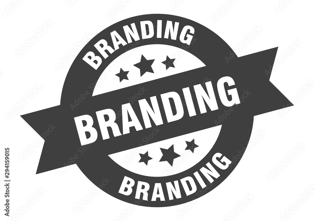 Fototapeta premium branding sign. branding black round ribbon sticker
