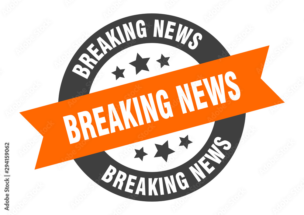 Fototapeta premium breaking news sign. breaking news orange-black round ribbon sticker