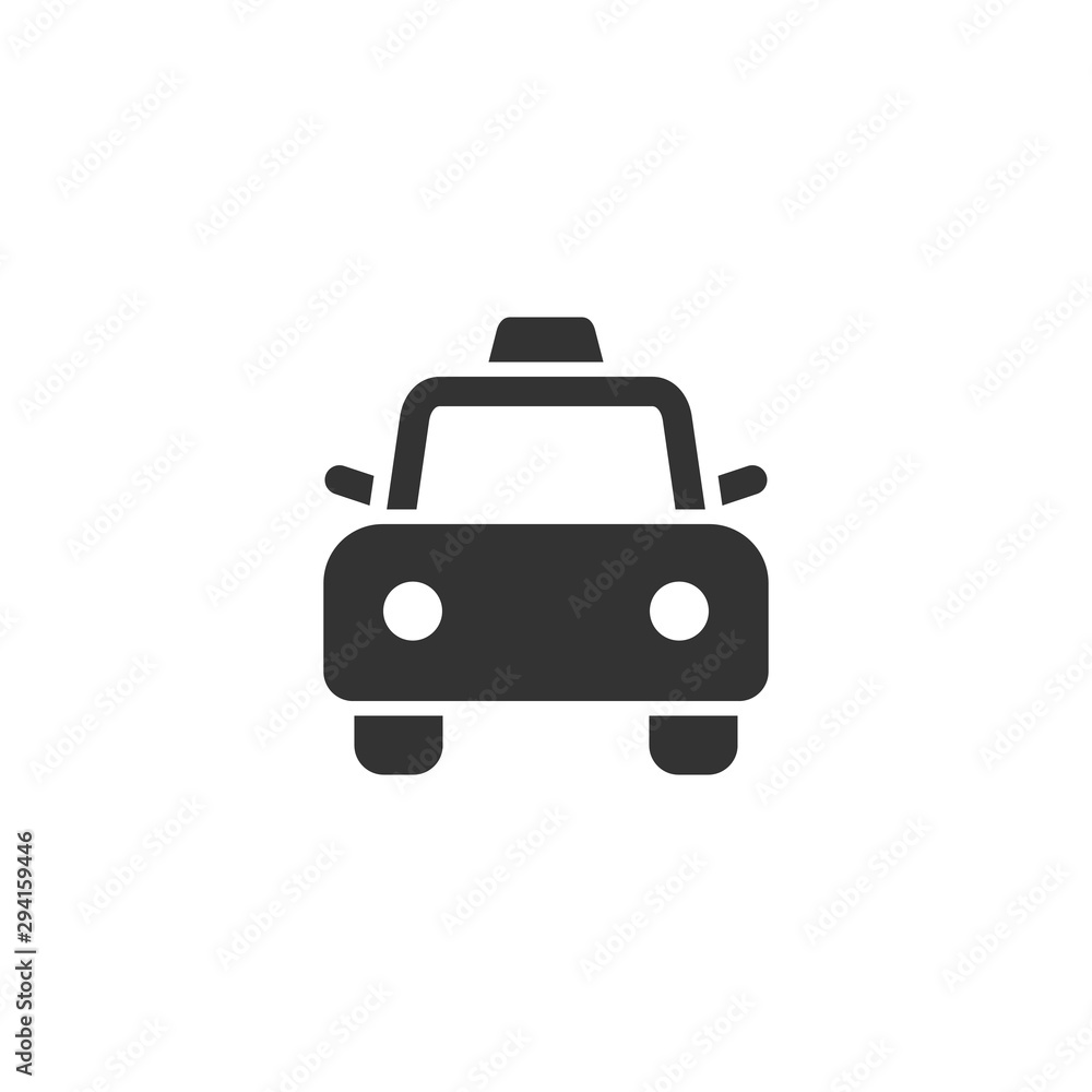 Taxi car front view vector glyph style icon. Marking of public transport stops.