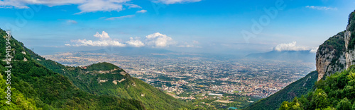 View from the Lattari Mountains on the Vesuvius Volcano and the city of Naples, Campania - Italy © REDMASON