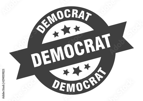 democrat sign. democrat black round ribbon sticker