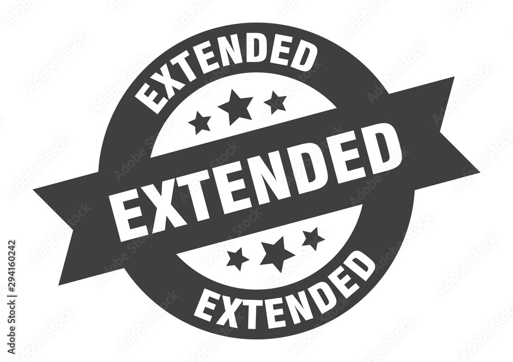 extended sign. extended black round ribbon sticker extended sign. extended black round ribbon sticker