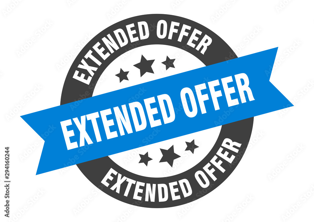 Fototapeta premium extended offer sign. extended offer blue-black round ribbon sticker