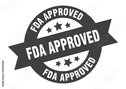 fda approved sign. fda approved black round ribbon sticker
