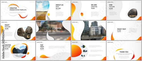Minimal presentations design, portfolio vector templates with fluid colorful trendy gradients geometric shapes. Multipurpose template for presentation slide, flyer leaflet, brochure cover, report.