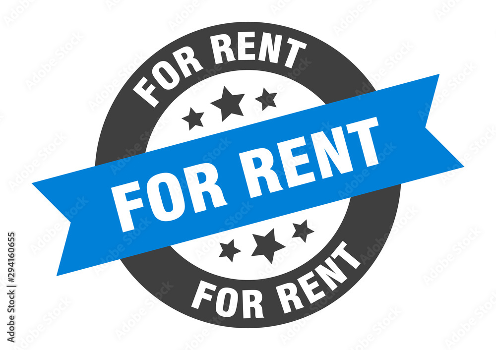Fototapeta premium for rent sign. for rent blue-black round ribbon sticker