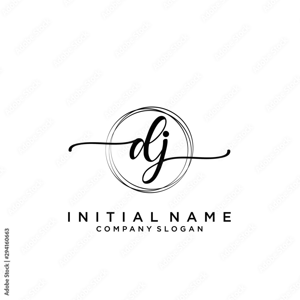 DJ Beauty vector initial logo, handwriting logo. DJ Beauty vector initial logo, handwriting logo.