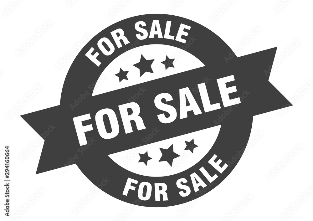 Fototapeta premium for sale sign. for sale black round ribbon sticker