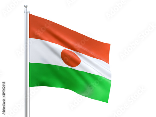 Free Download Niger flag waving on white background, close up, isolated. 3D render - GFXLoad