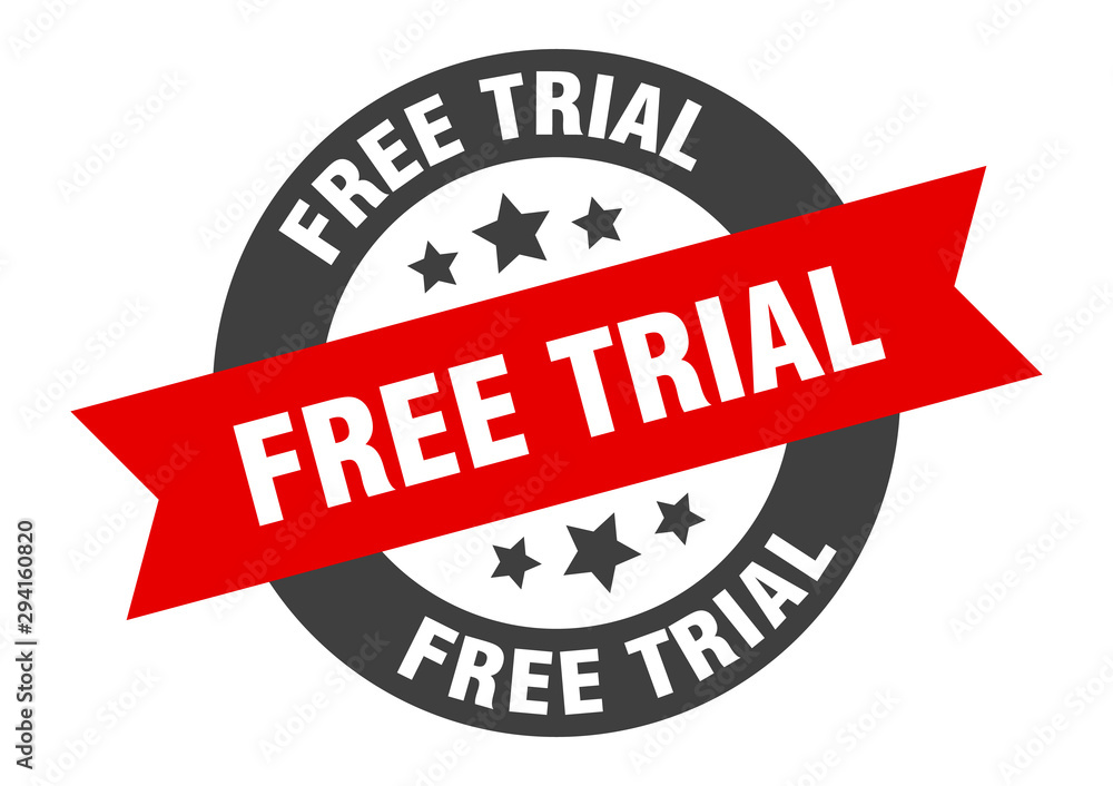 Fototapeta premium free trial sign. free trial black-red round ribbon sticker