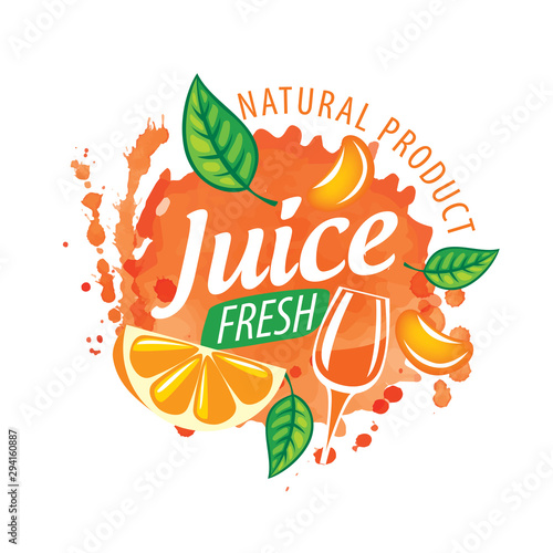 Vector logo orange juice splatter on white background