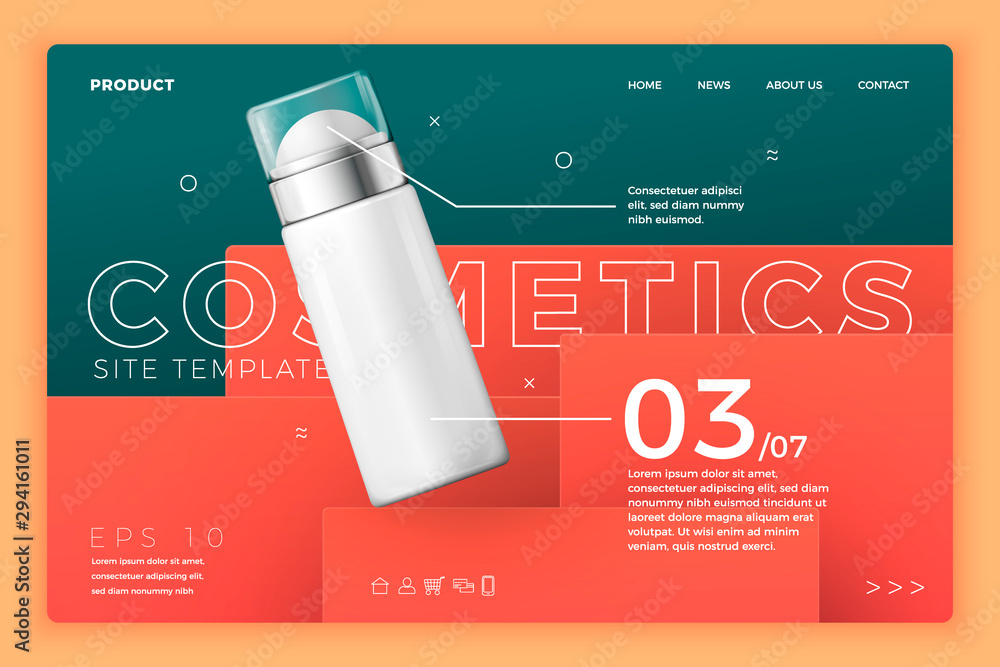 Vector cosmetic deodorant on modern site template Vector cosmetic deodorant on modern site template