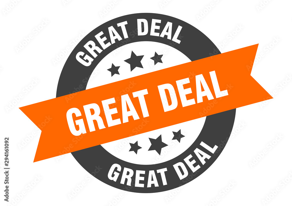 Fototapeta premium great deal sign. great deal orange-black round ribbon sticker