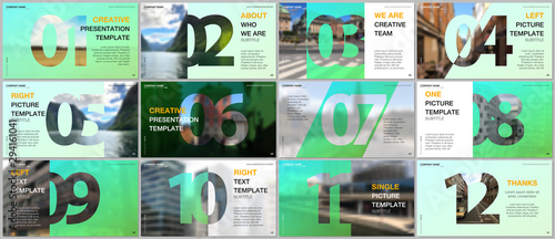 Minimal presentations design, portfolio vector templates with numbers. Easy to edit and customize. Multipurpose template for presentation slide, flyer leaflet, brochure cover, report, advertising.