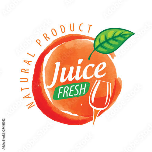 Vector logo orange juice splatter on white background
