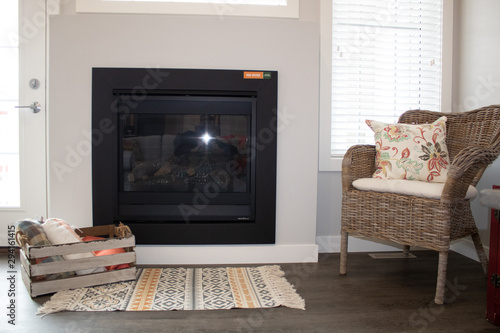 modern living room with fireplace