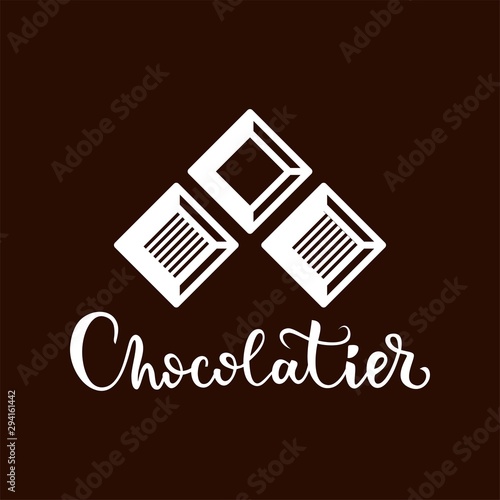 Stylish chocolate logo. Vector logo for chocolatier. Design element for cafes, restaurants, hand made and other uses.