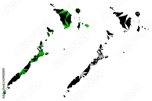 Mimaropa Region (Regions and provinces of the Philippines) map is designed cannabis leaf green and black, Southern Tagalog Mainland map made of marijuana (marihuana,THC) foliage.... photo