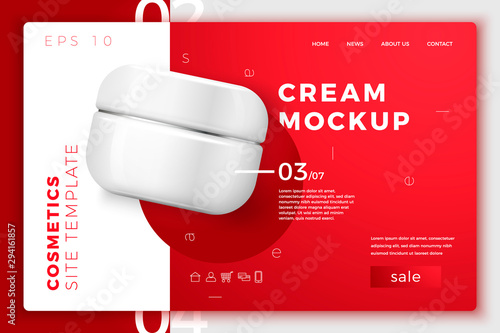 Vector cosmetic cream pack modern site template