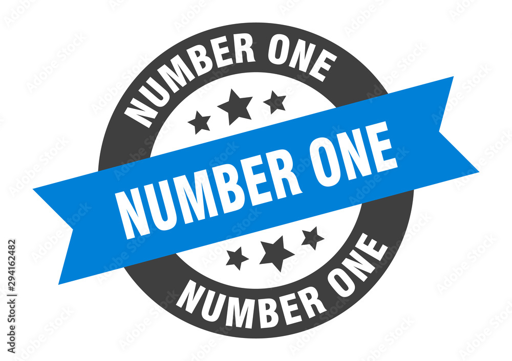 Obraz premium number one sign. number one blue-black round ribbon sticker