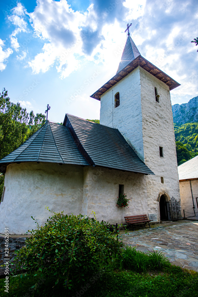 Fototapeta premium Church in the mountains, Ramet Monastery, Romania