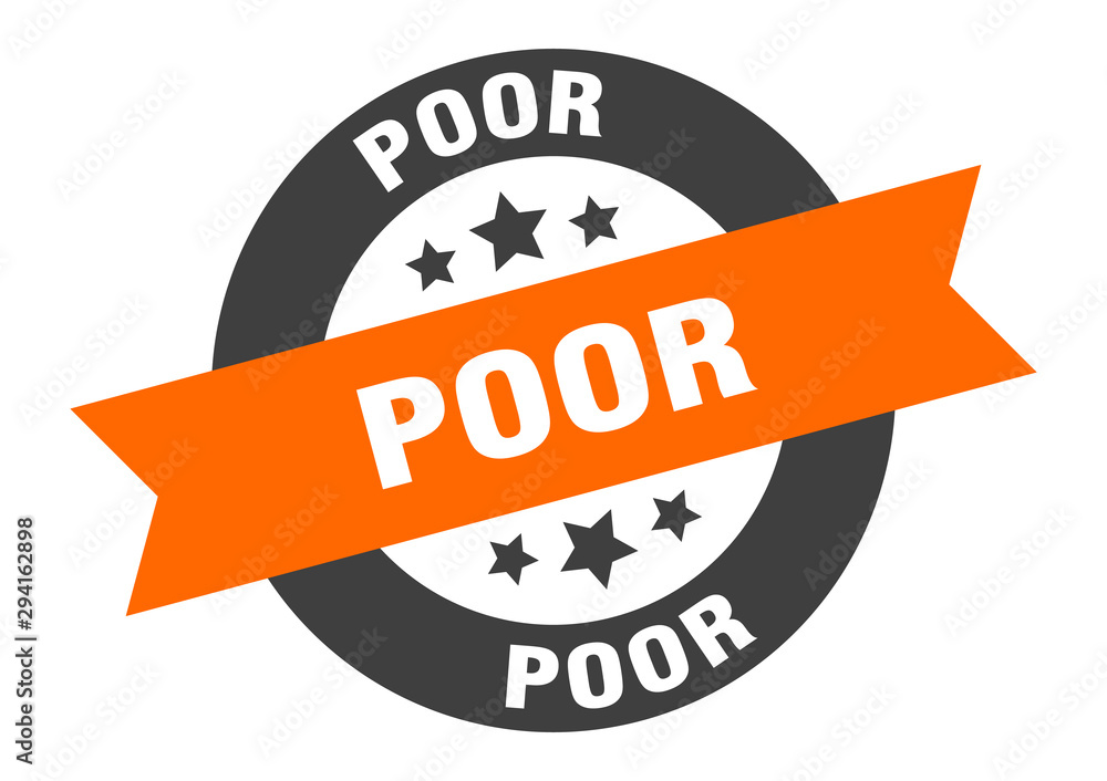 Obraz premium poor sign. poor orange-black round ribbon sticker