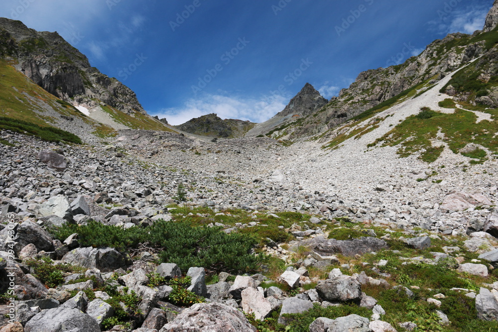 北アルプス 槍沢登山道から槍ヶ岳を仰ぎ見る 北アルプス 槍沢登山道から槍ヶ岳を仰ぎ見る