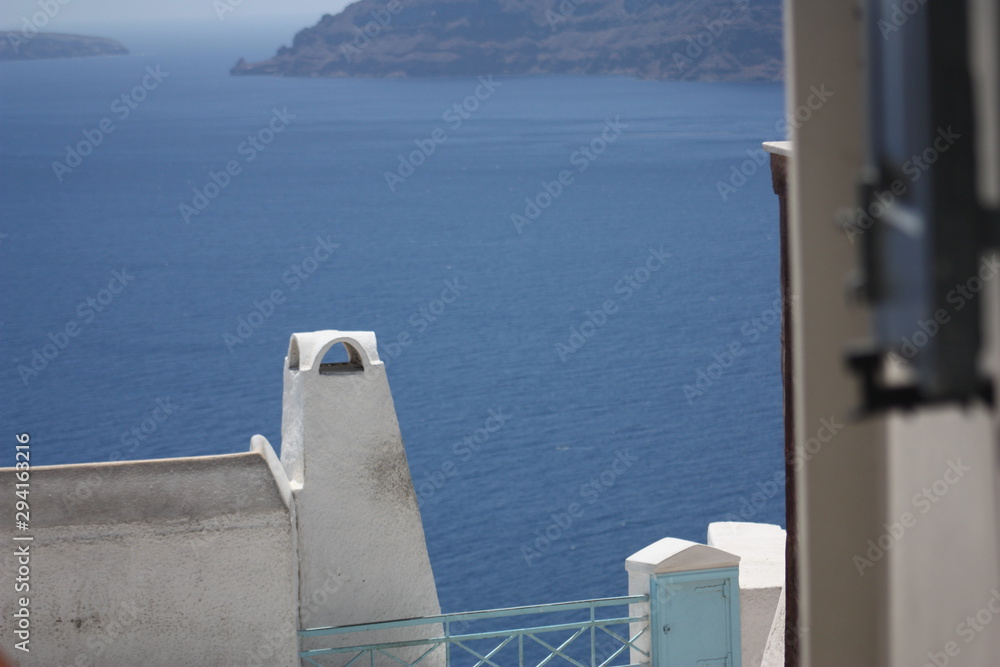 Obraz premium Mediterranean images with volcano, caldera, sea, wind, sand and sunsets: Santorini island