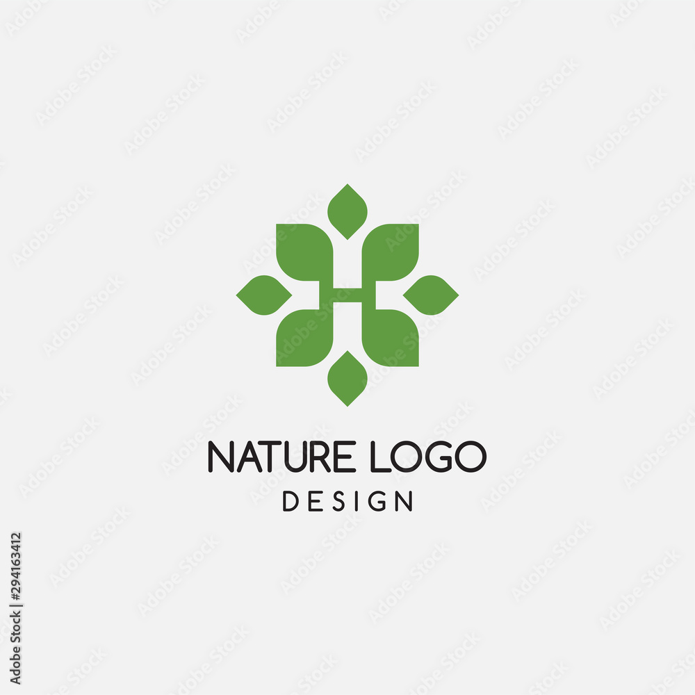 letter H leaf logo design template. natural - vector letter H leaf logo design template. natural - vector