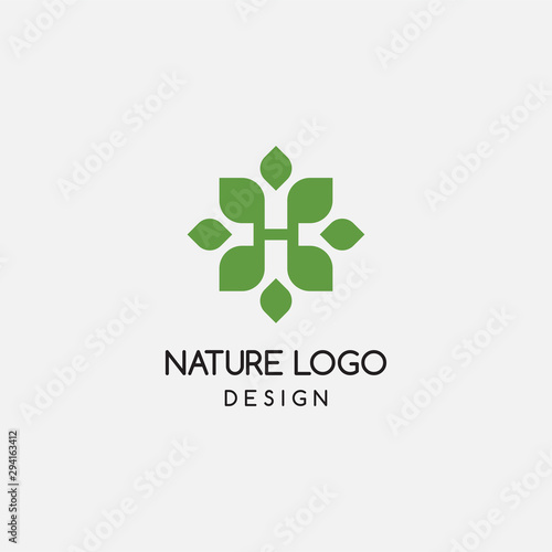 letter H leaf logo design template. natural - vector
