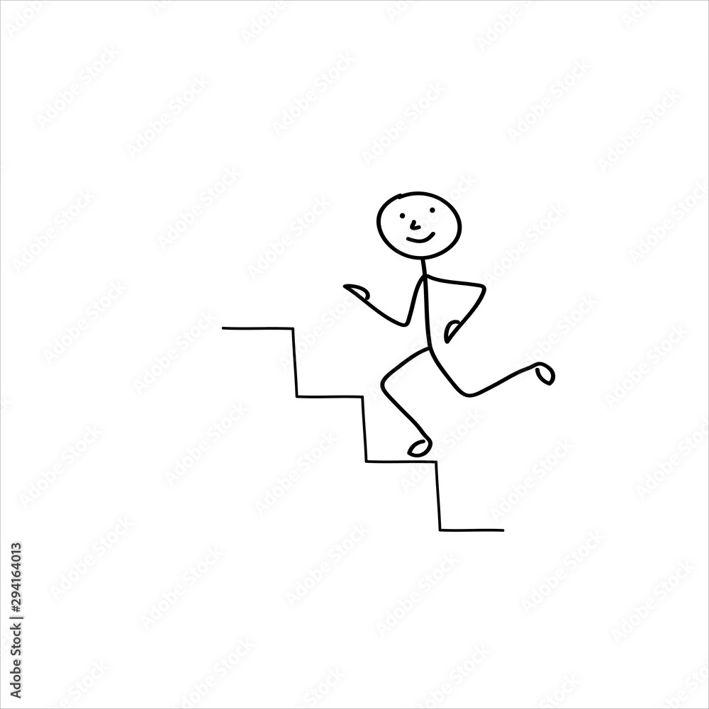 man runs up the stairs, human, isolated symbol