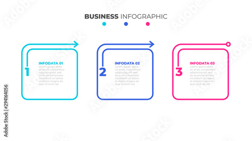 Thin line infographic design element with number options and 3 steps, processes. Vector template.