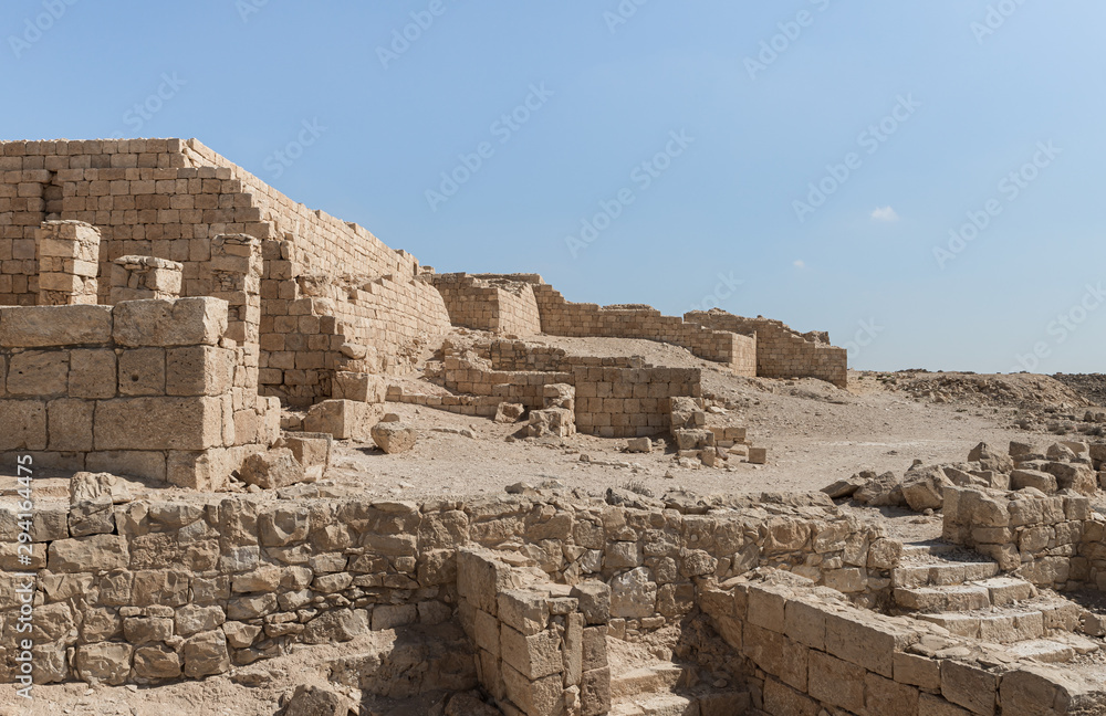 The ruins  of the city walls of the Nabataean city of Avdat, located on the incense road in the Judean desert in Israel. It is included in the UNESCO World Heritage List.
