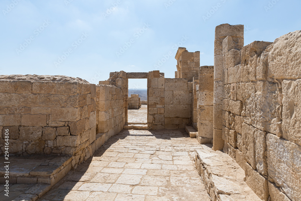 Ruins  of the North Church in the Nabataean city of Avdat, located on the incense road in the Judean desert in Israel. It is included in the UNESCO World Heritage List.