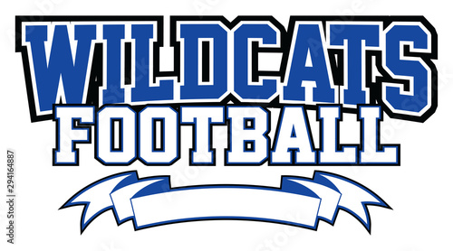 Wildcats Football With Banner is a team design template that includes text and a blank banner with space for your own information. Great for advertising and promotion for teams or schools. photo