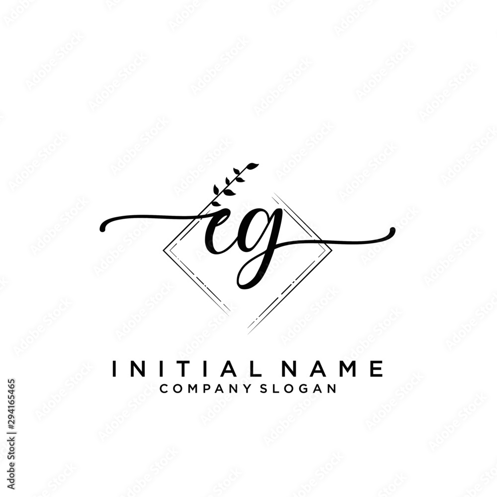 Fototapeta premium EG Beauty vector initial logo, handwriting logo.